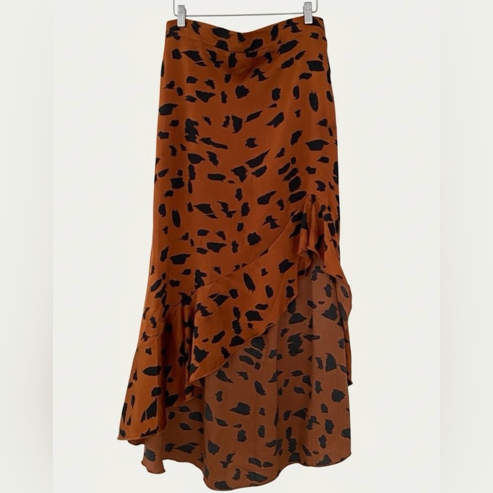 NWOT Leopard Ruffle Maxi Skirt